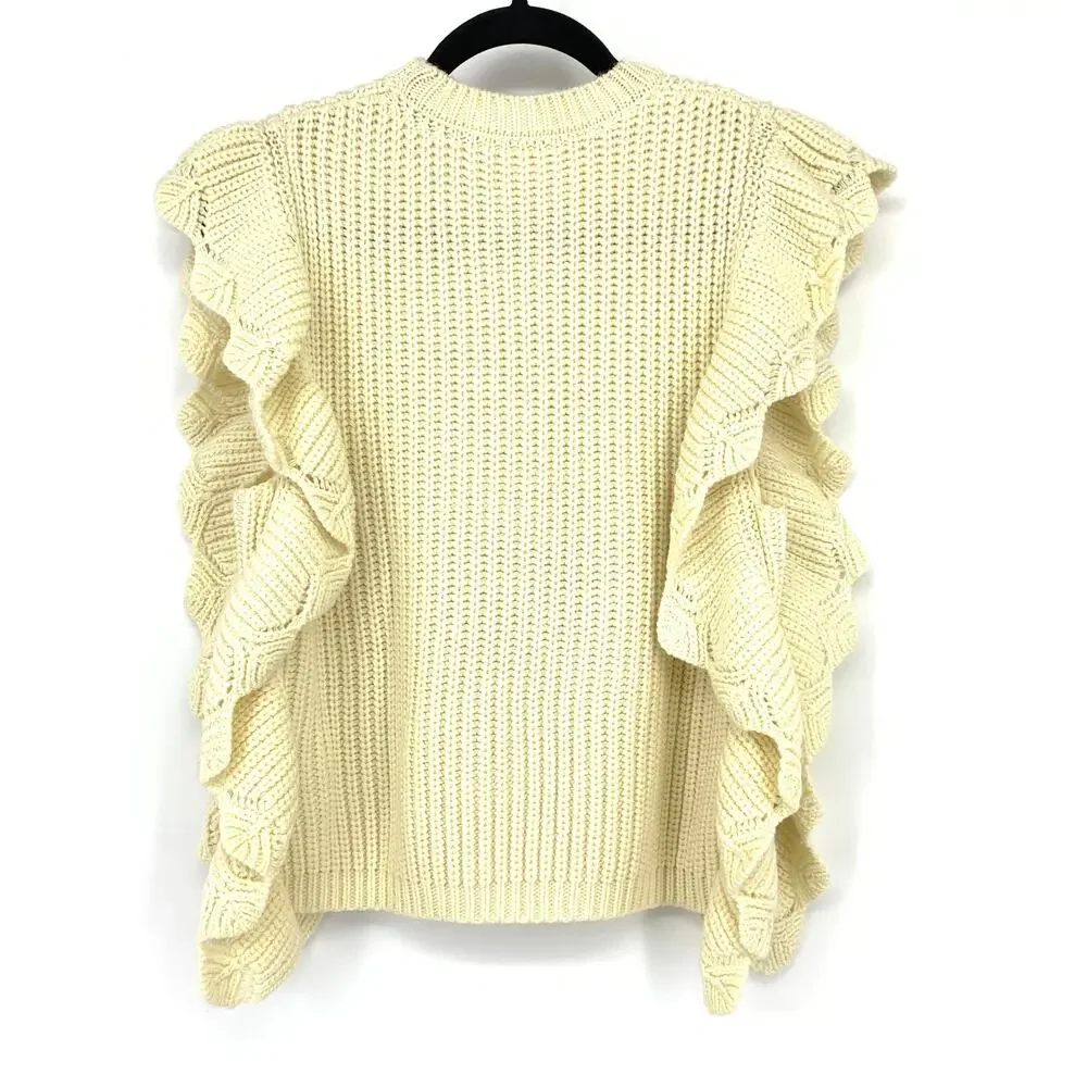 Line and Dot Juliana Sleeveless Scalloped Top Womens Size XS Cream Knit Ruffles